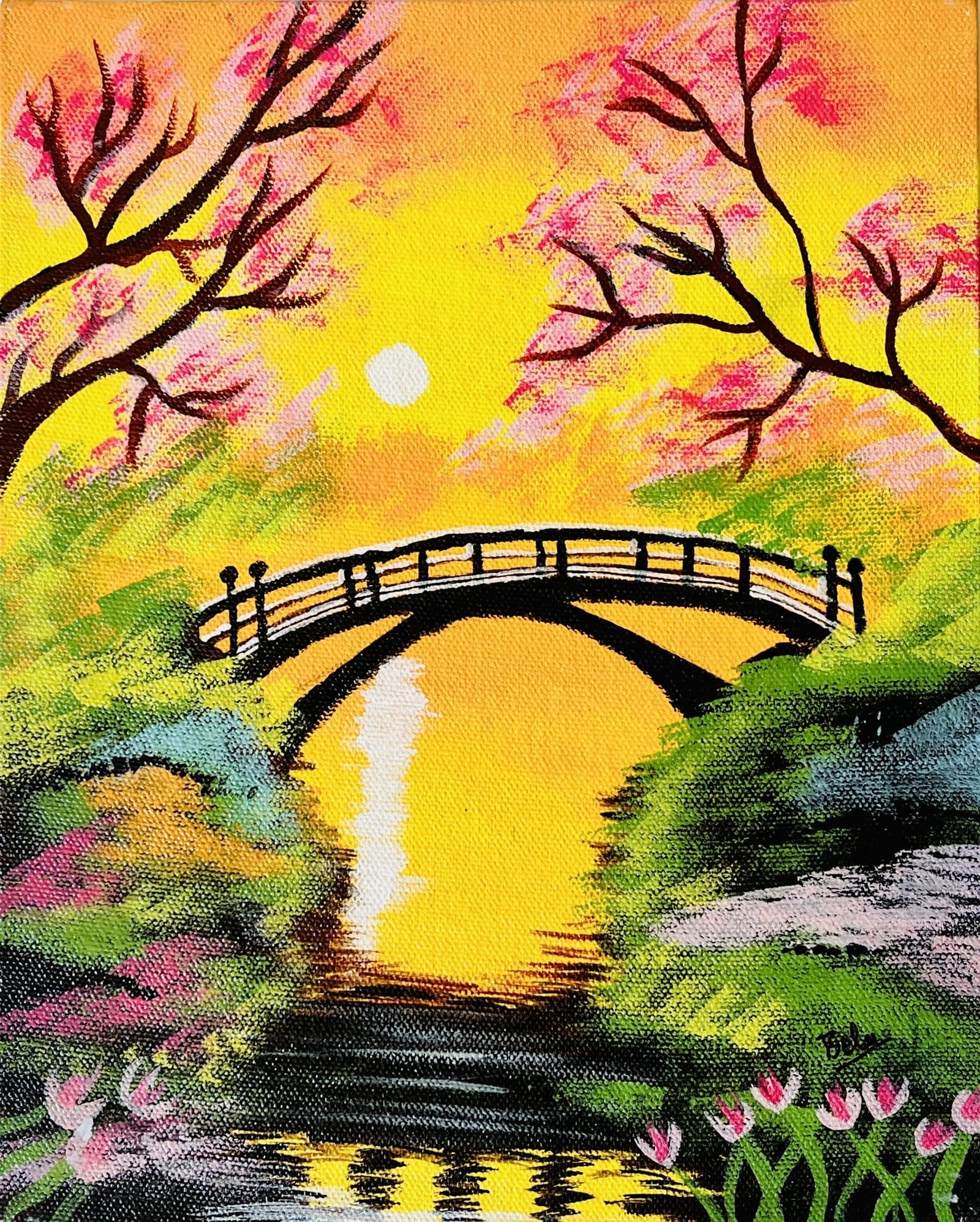 Golden Serenity — Acrylic Landscape Painting