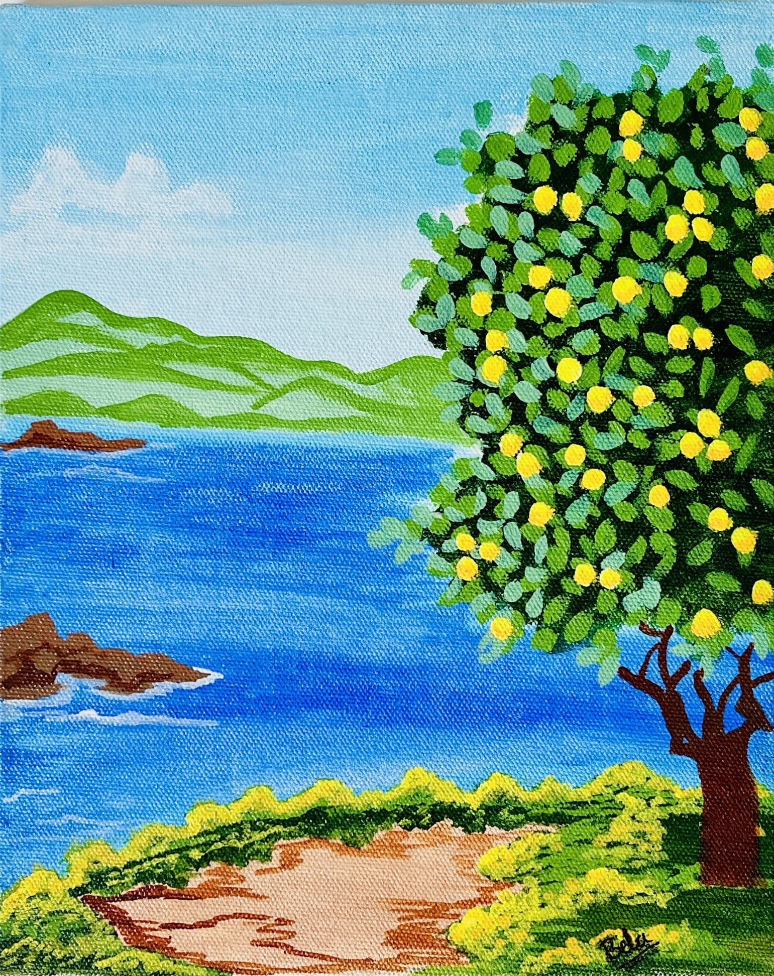 Orange Glow — Acrylic Landscape Painting