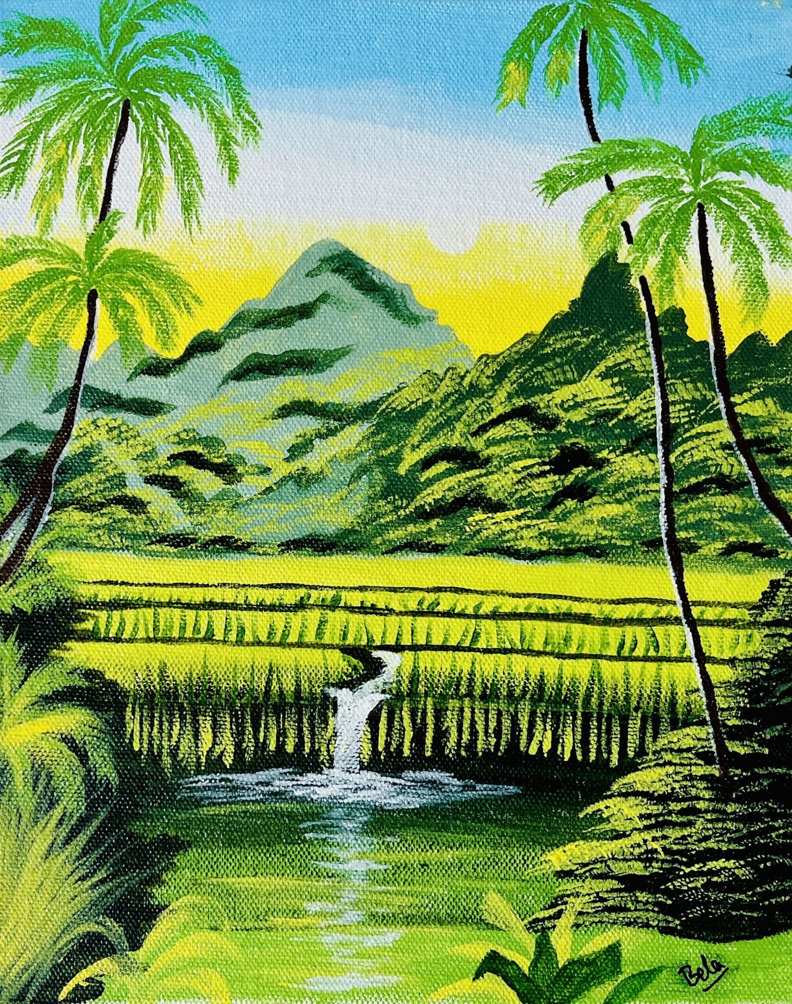 Verdant Whisper — Acrylic Landscape Painting