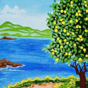 Orange Glow – Acrylic Landscape Painting