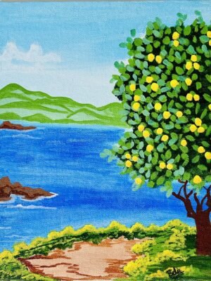 Orange Glow Acrylic Landscape Painting