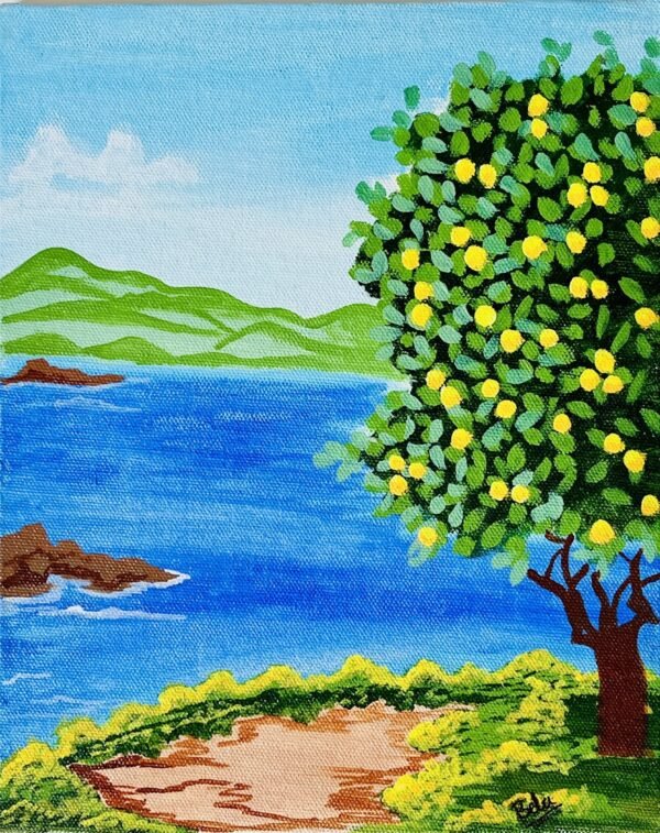 Orange Glow – Acrylic Landscape Painting