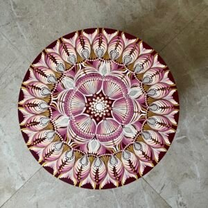 Lotus Radiance: Hand-Painted Mandala Art Piece