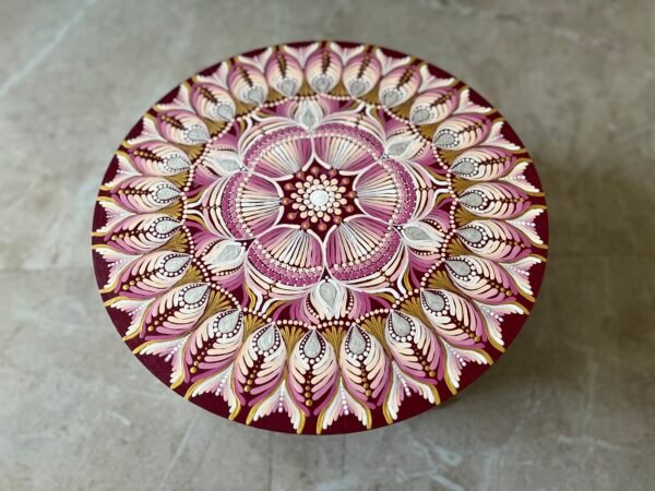 Lotus Radiance: Hand-Painted Mandala Art Piece - Image 4
